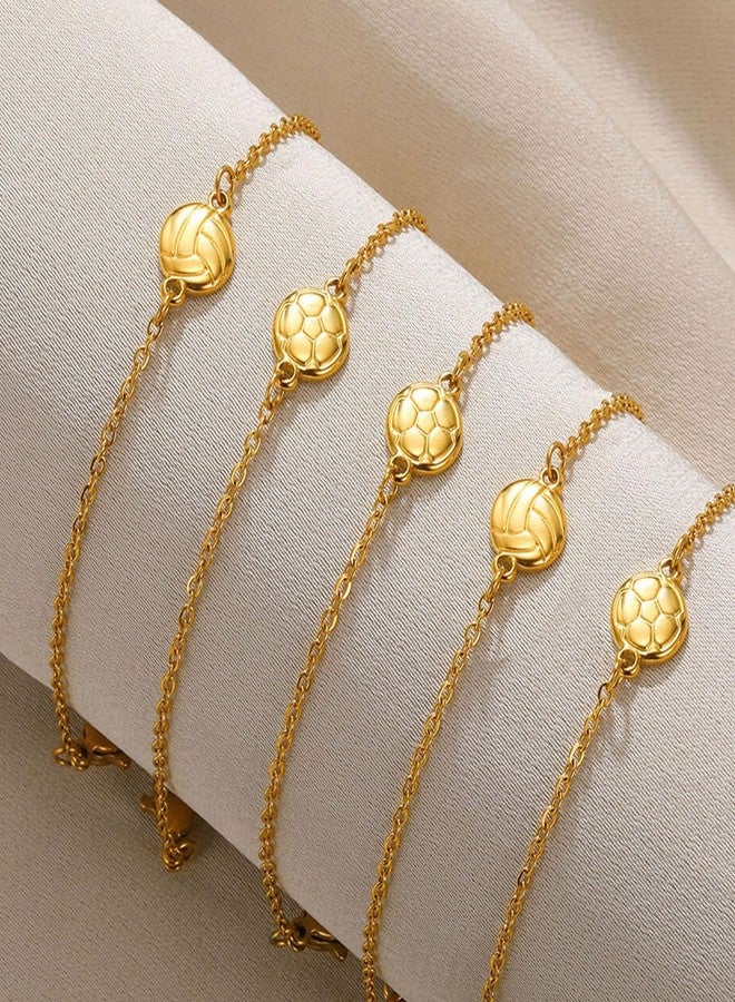 TACBSP Gold Soccer Volleyball Bracelet for Women Men Sport Fans Link Bracelets Stainless Steel Sports Link Bracelet Game Day Jewelry Gift (Volleyball) - Image 5